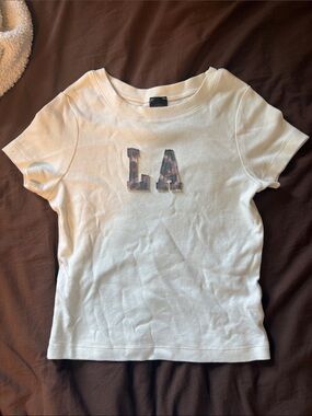 Pacsun White LA Baby Tee